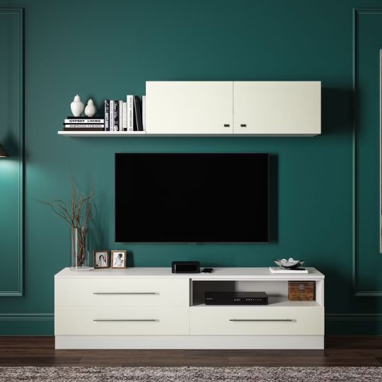 Contemporary Floor-Mounted TV Unit Design with Drawer